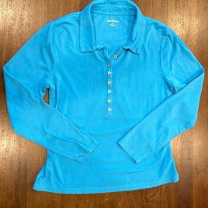 Lilly Pulitzer Reema Polo Top in Cumulous Blue XL